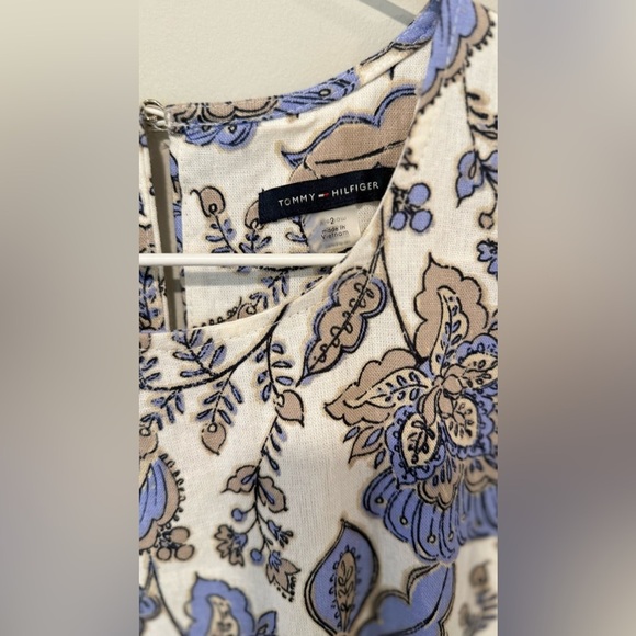 Tommy Hilfiger Women's Ruffled Hem floral Shift  linen Dress size 2 1724 - Picture 5 of 9